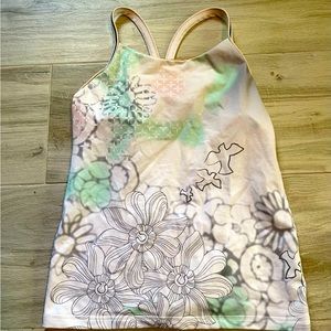 Lululemon workout tank with gorgeous zen pattern in a lovely pale green shade